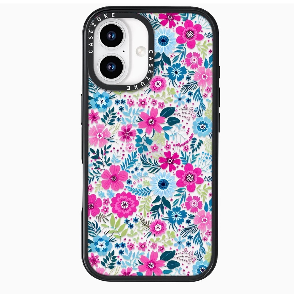 iPhone 17 Case 6.3in, Floral TPU, Shockproof, Wireless Charging, Clear/Blck Trim